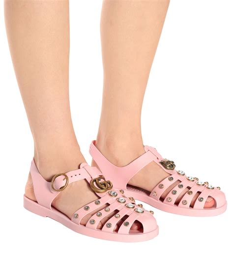 pink gucci jelly sandals|authentic Gucci sandals women.